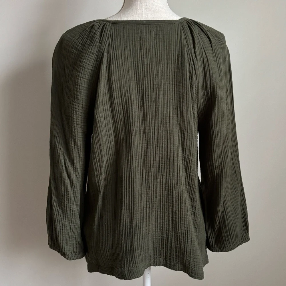Henley Long Sleeve Tee Army Green - Picture 5 of 8